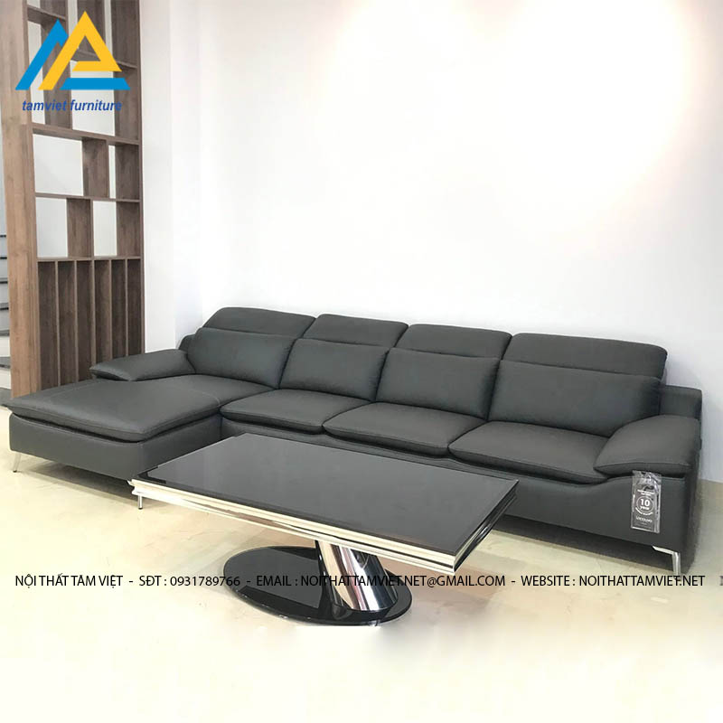 Ghế sofa da góc L màu đen SD-29