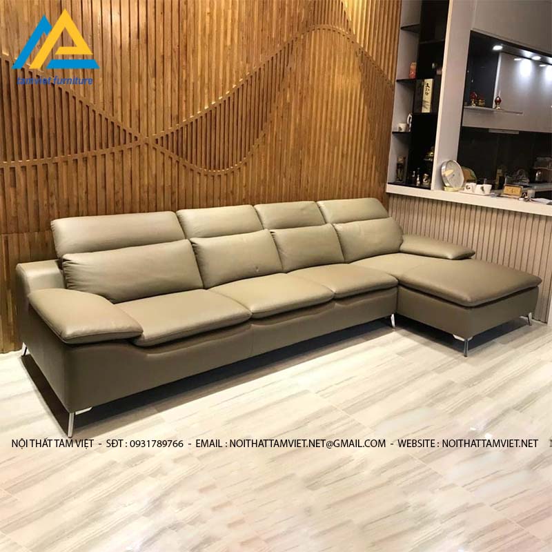 Sofa da góc L chân sắt SD-23 mềm mại thư giãn