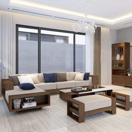 Sofa gỗ nỉ sang trọng cho phòng khách