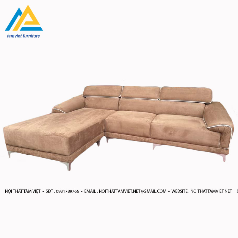 Sofa nỉ chữ L chân sắt SN-02 hiện đại ấm áp