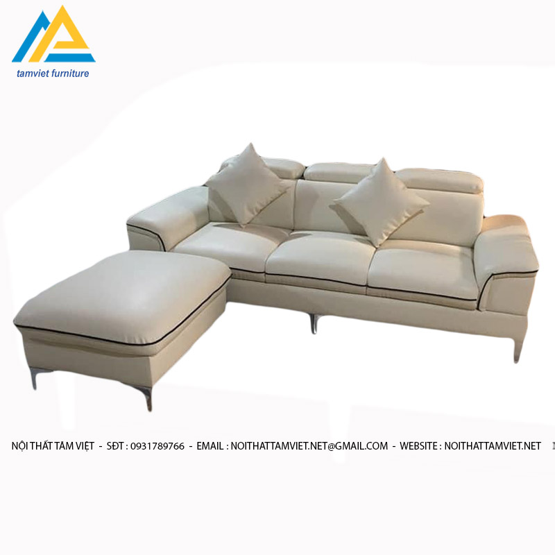 Sofa văng da kèm ghế đôn SD-08 hiện đại