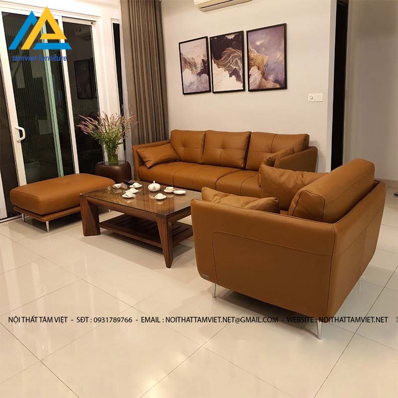 Bộ sofa da văng kèm ghế đôn SD-32