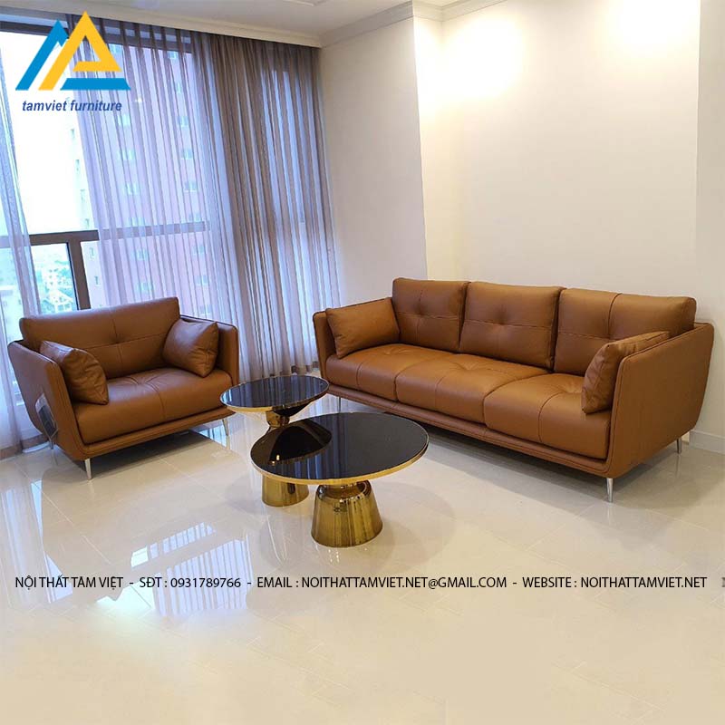 Bộ sofa da văng kèm ghế đôn SD-32