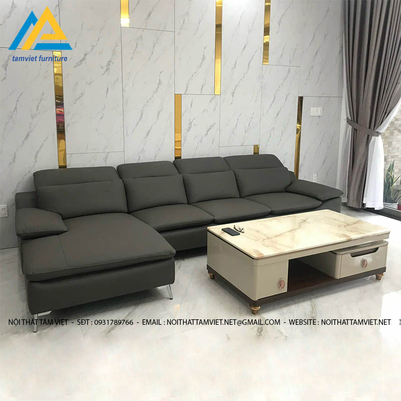 Ghế sofa da góc màu đen SD-29