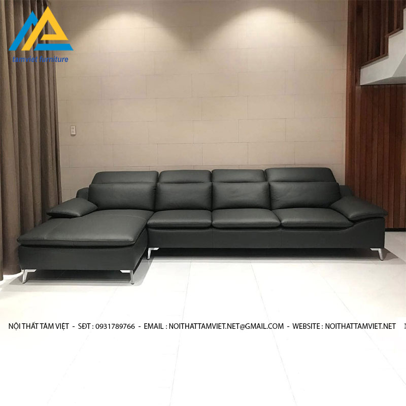 Ghế sofa da góc màu đen SD-29