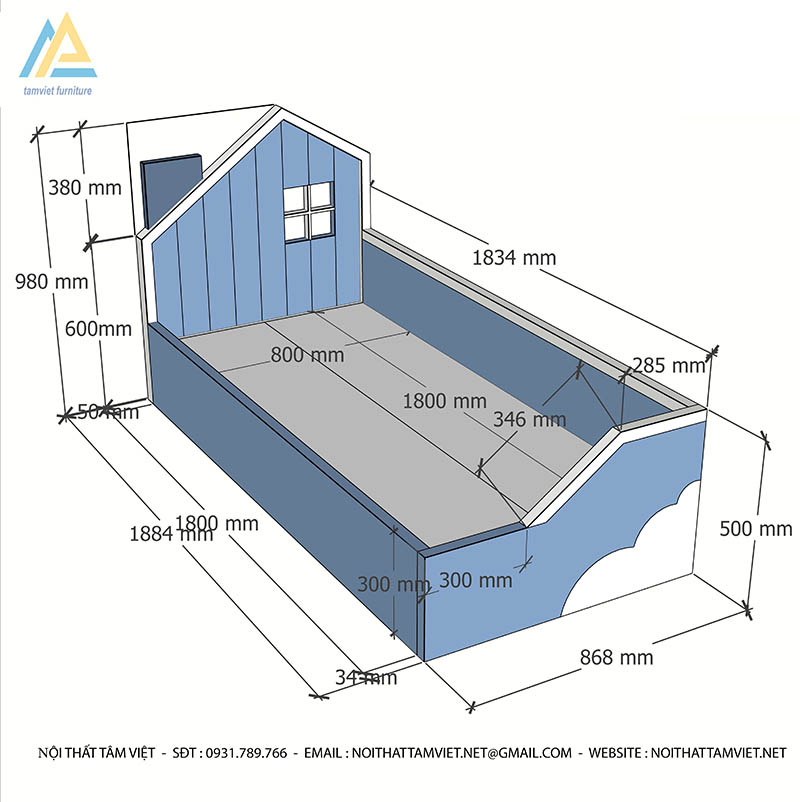 Giường cho bé sơ sinh gỗ công nghiệp GTE-802