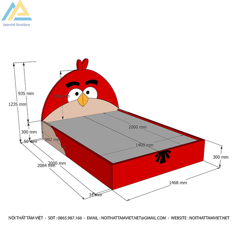 Giường ngủ cho bé gỗ công nghiệp GTE-1203