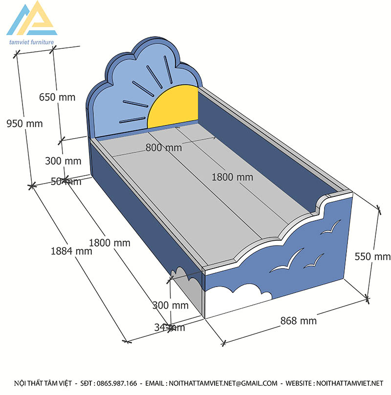 Giường ngủ trẻ em gỗ công nghiệp GTE-801