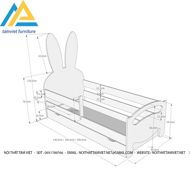 Giường thông minh trẻ em gỗ công nghiệp GTE-8017