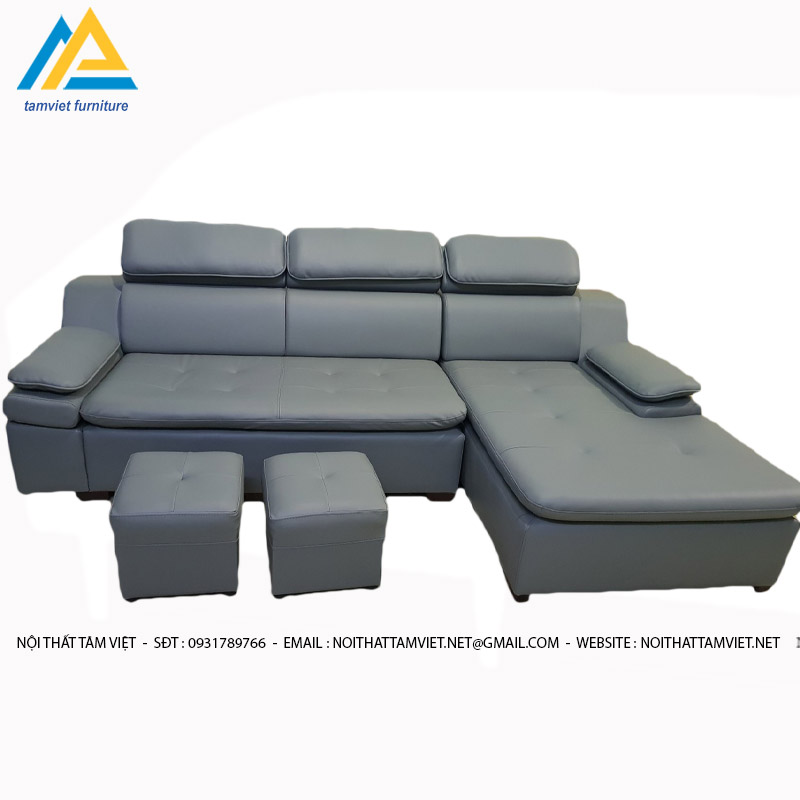 Sofa da chữ L kèm ghế đôn SD-04