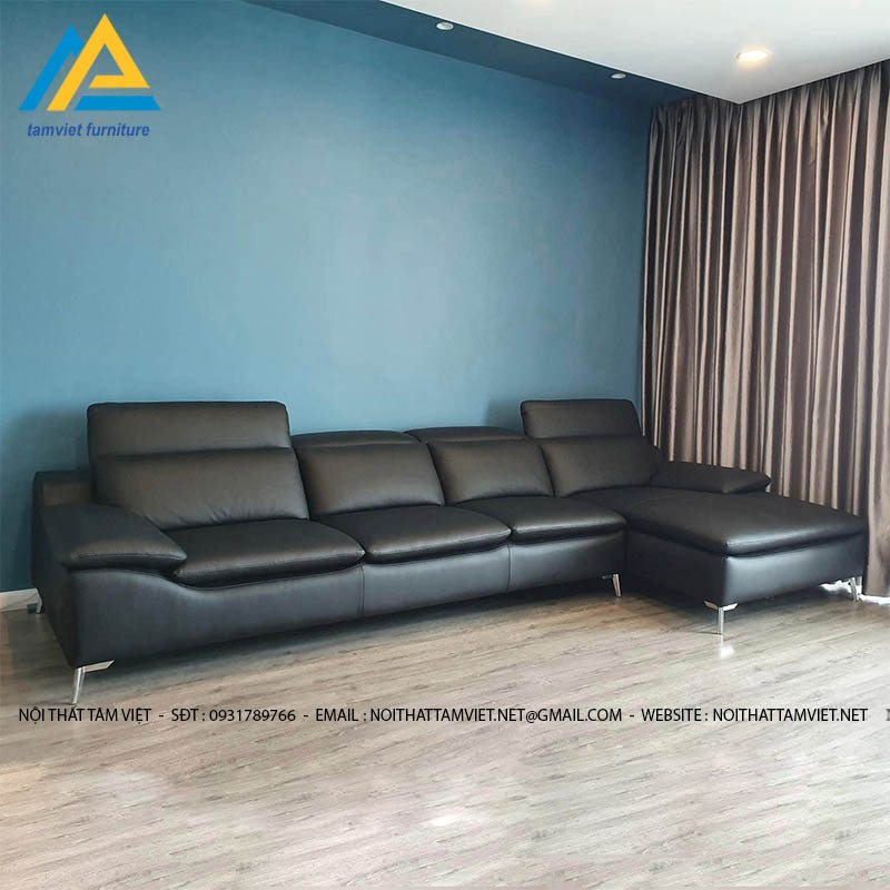 Sofa da góc L chân sắt SD-23