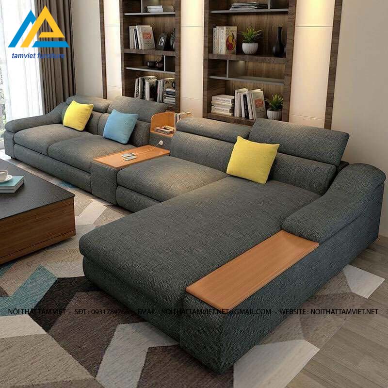 Sofa chữ L cho phòng khách chung cư hiện đại thông minh